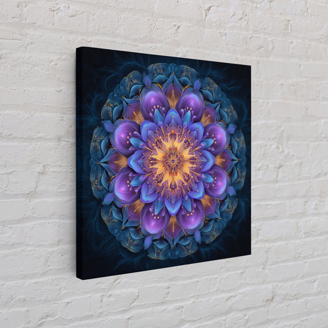 Vibrant Mandala Flower Wall Art, Colorful Boho Sacred Geometry Canvas Print, Meditation Room Decor And Modern Spiritual Art