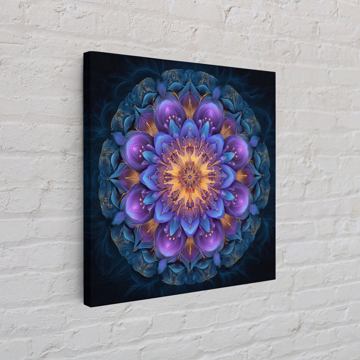 Vibrant Mandala Flower Wall Art, Colorful Boho Sacred Geometry Canvas Print, Meditation Room Decor And Modern Spiritual Art