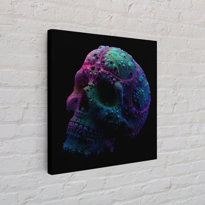 Psychedelic Neon Skull Wall Art, Colorful Surreal Skull Canvas Print, Modern Abstract Art, Trendy Home Decor