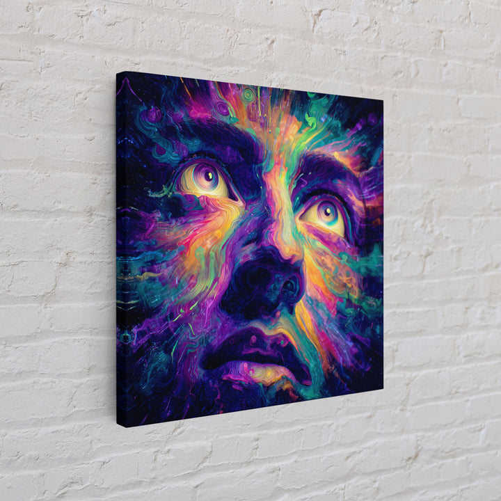 Psychedelic Rainbow Face Abstract Art Wall Art, Colorful Trippy Canvas Print, Modern Boho Aesthetic Room Decor