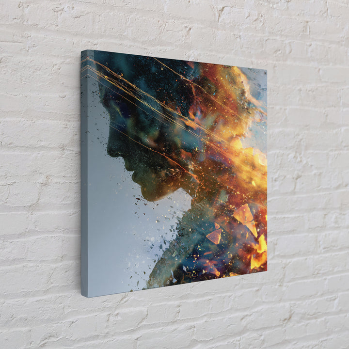 Exploding Profile Abstract Wall Art, Dramatic Modern Canvas Print, Contemporary Surreal Art For Office Or Living Room Decor