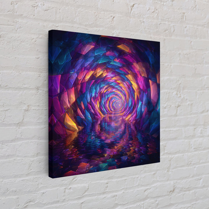 Colorful Crystal Tunnel Abstract Wall Art, Trippy Psychedelic Rainbow Print, Trendy Living Room Decor Large Canvas Print