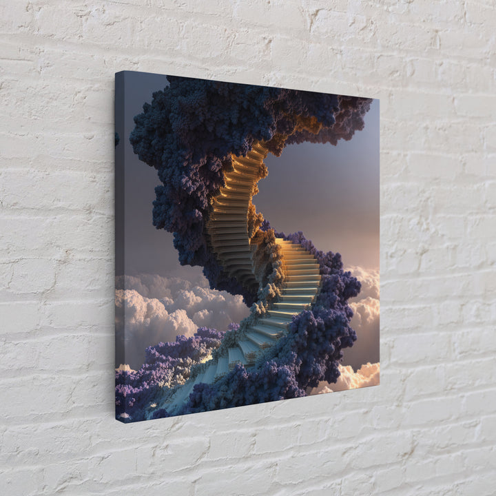 Surreal Staircase Through Clouds Canvas Print, Dreamy Sky Landscape, Whimsical Wall Art For Bedroom Or Living Room Decor