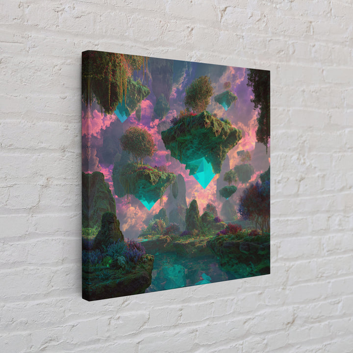 Floating Crystal Islands Fantasy Wall Art, Surreal Dreamscape Landscape, Colorful Fantasy Art, Modern Home Decor Canvas Print