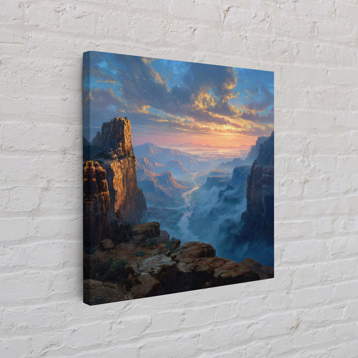 Epic Sunset Canyon Landscape Wall Art, Western Desert Painting Print, Rustic Southwest Home Decor Large Living Room Art