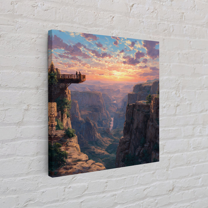 Grand Canyon Sunset Overlook Landscape Wall Art, Dramatic Sky Panoramic Canvas Print, Large Southwest Home Decor