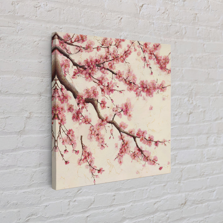 Pink Cherry Blossom Wall Art, Japanese Floral Branch Print, Botanical Spring Decor, Feminine Bedroom Canvas Gift For Her