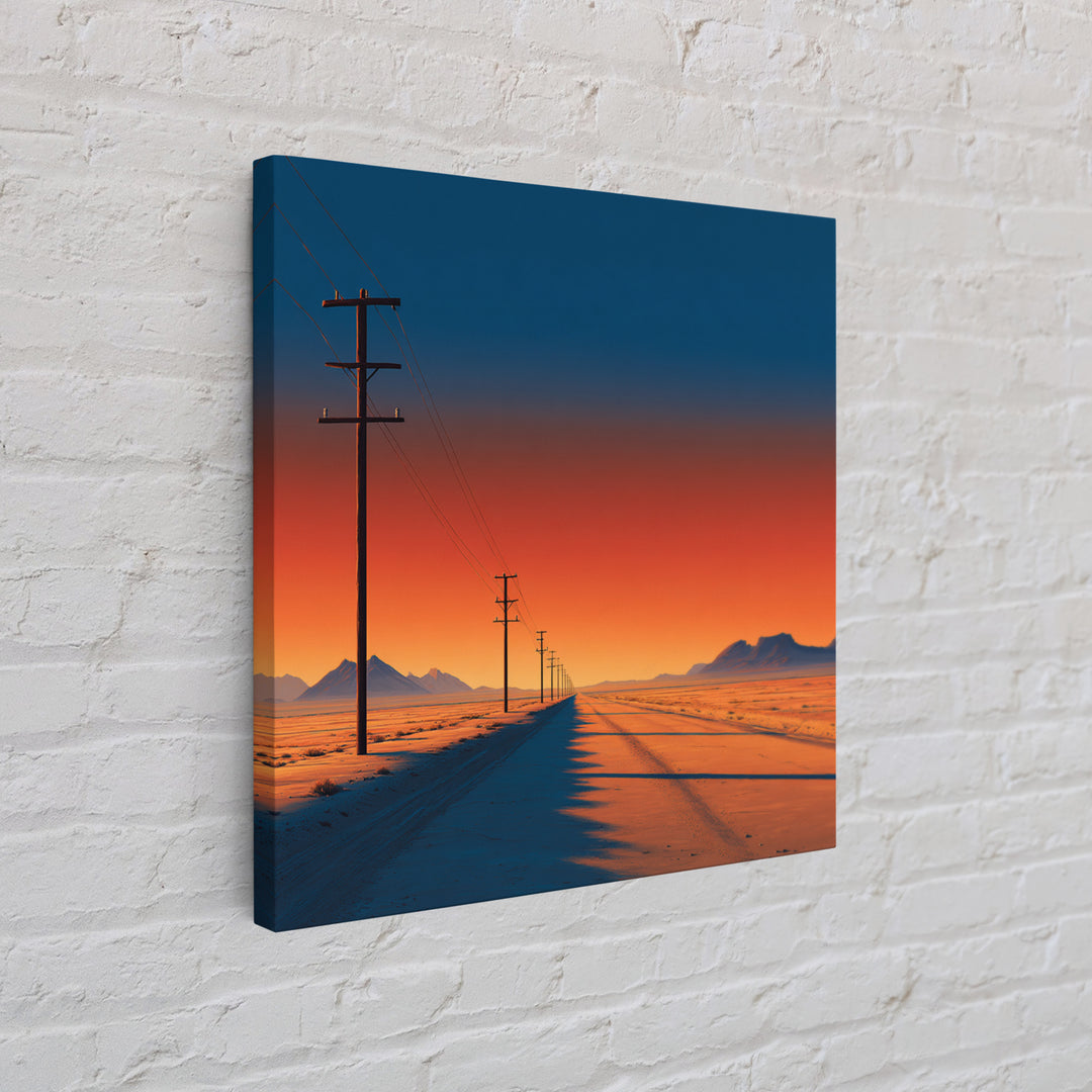 Minimal Desert Highway At Sunrise Wall Art, Colorful Modern Landscape Canvas Print, Southwestern Home Decor Office Art