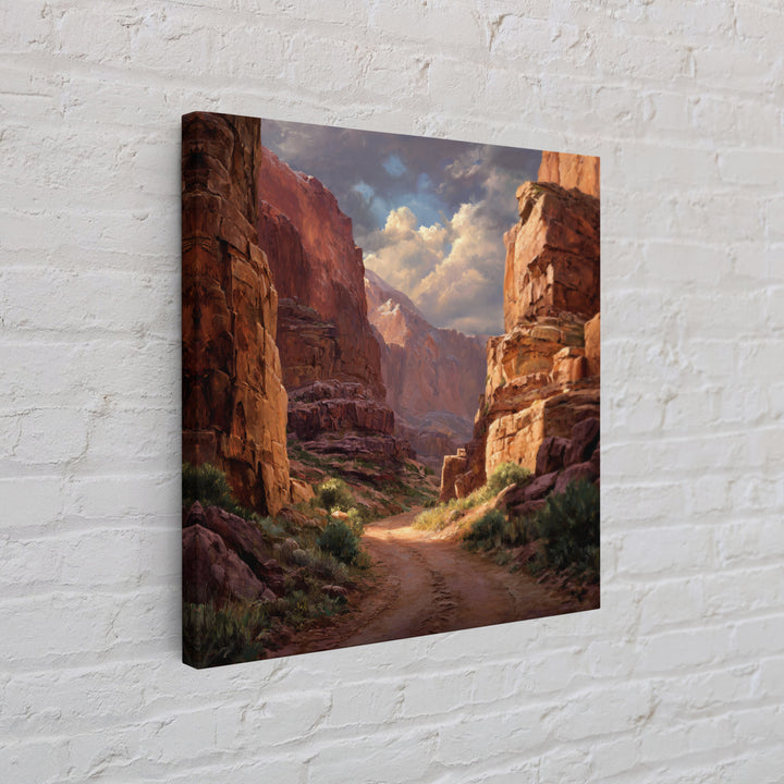 Sunlit Desert Canyon Landscape Wall Art, Rustic Western Canvas Print, Southwest Country Home Decor, Nature Wall Art