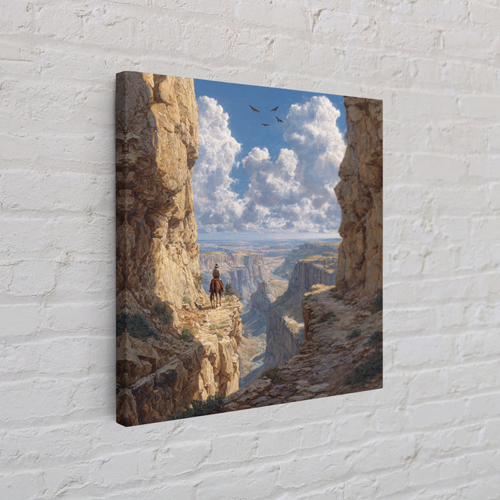 Cowboy Canyon Landscape Wall Art Print, Western Desert Painting Canvas Print, Rustic Home Decor For Modern Living Room