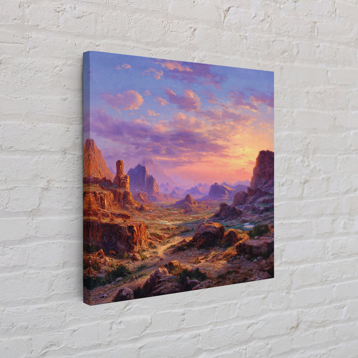 Sunset Desert Canyon Landscape Wall Art Colorful Western Painting Large Canvas Print Rustic Home Decor Living Room Wall Art