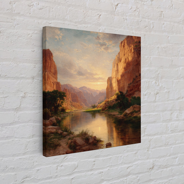 Golden Canyon River At Sunset Landscape Wall Art, Southwest Nature Home Decor, Large Scenic Canvas Print For Living Room