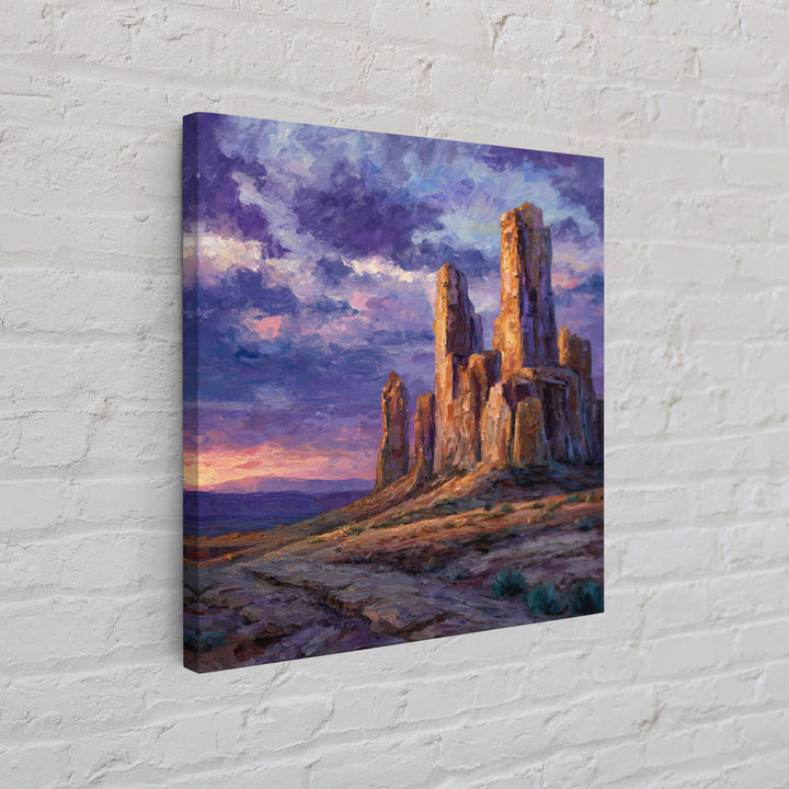 Desert Buttes At Sunset Wall Art, Southwestern Landscape Painting, Colorful Rustic Country Decor, Large Western Canvas Print