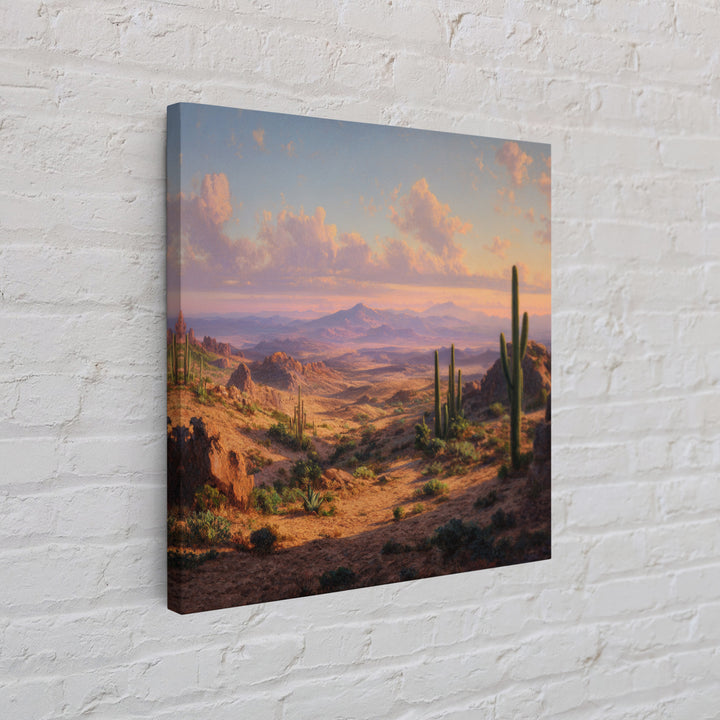 Desert Cactus Panorama Landscape Wall Art, Southwestern Sunset Print, Modern Desert Decor For Living Room Wall Art