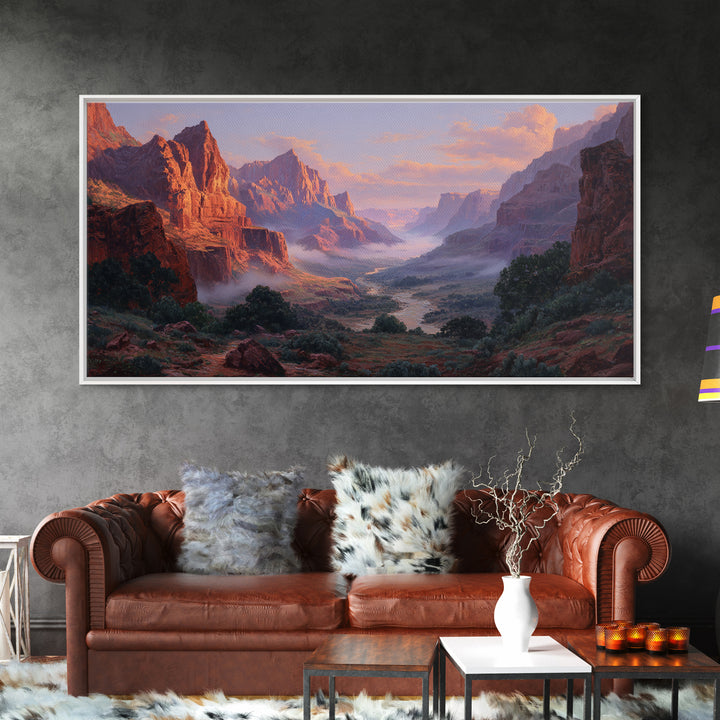 Beautiful Detailed Blue Butterfly With Vibrant Orange And Purple Accents Digital Surreal Wall Art Framed Canvas Print For Unique Home Decor