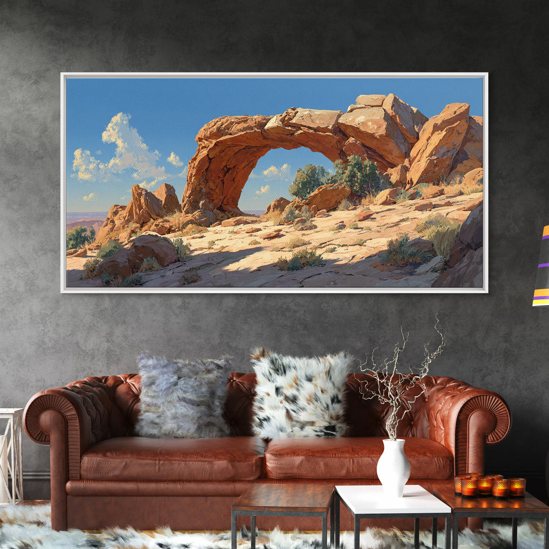 Majestic Natural Rock Arch Landscape Wall Art Print Stunning Canyon View Large Framed Canvas Print For Rustic Home Decor