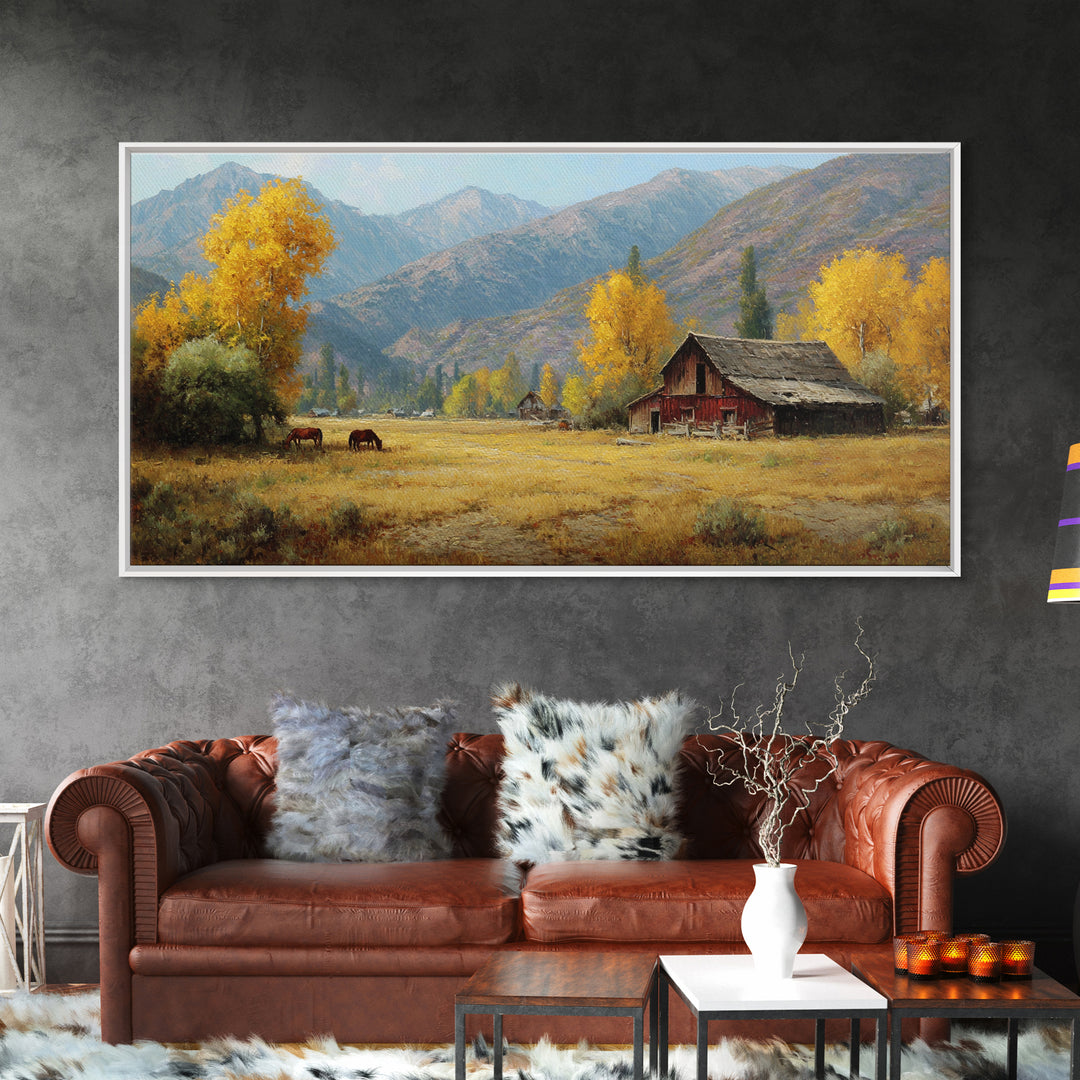 Stunning Autumn Mountain Landscape With Rich Foliage Wall Art Print For Rustic Living Room Decor Canvas Print