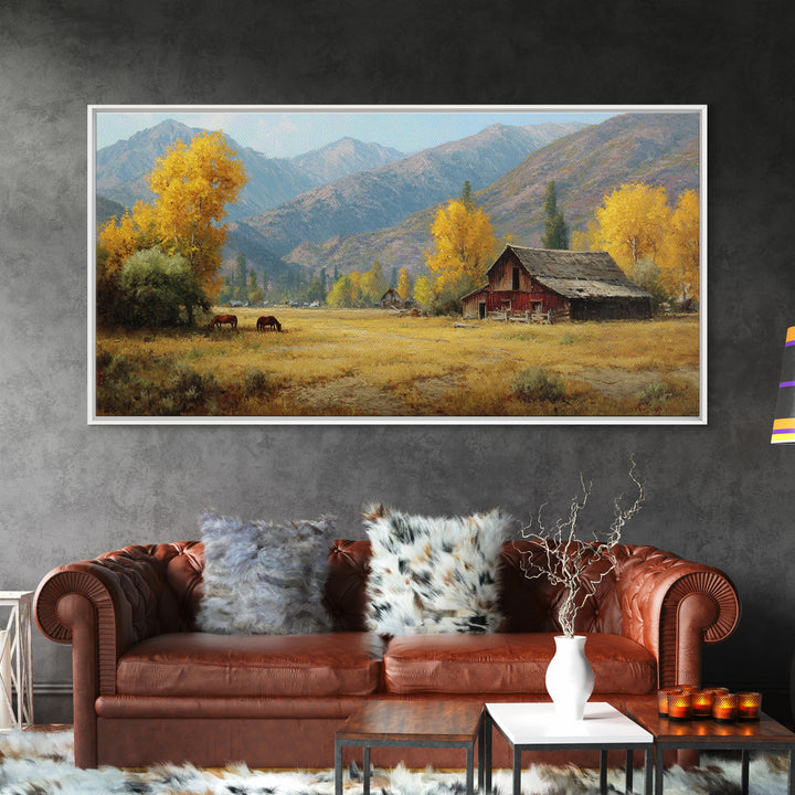 Stunning Autumn Mountain Landscape With Rich Foliage Wall Art Print For Rustic Living Room Decor Canvas Print