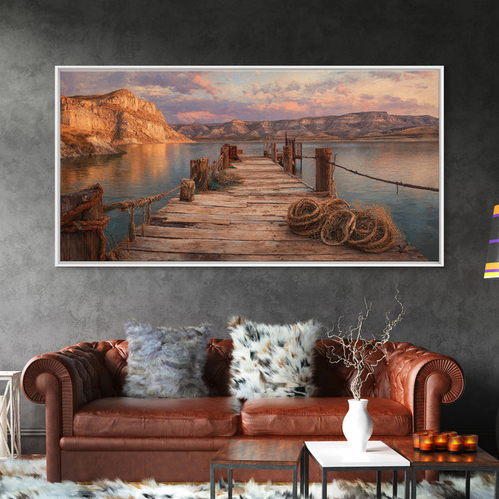 Scenic Tropical Beach Sunset Digital Art Canvas Print Bright Vibrant Colorful Wall Art Coastal Home Decor