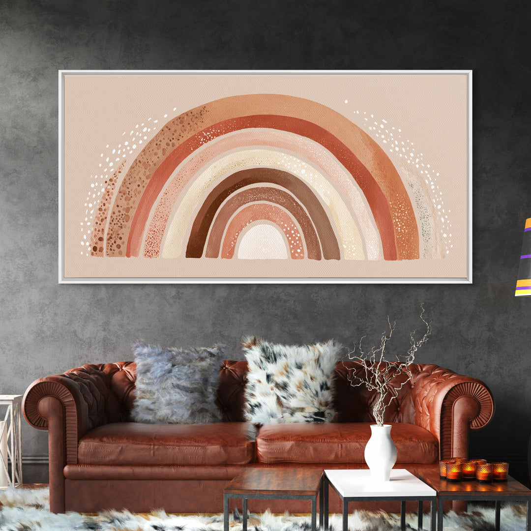 Terracotta Boho Rainbow Wall Art, Neutral Nursery Decor, Kids Room Decor, Earth Tone Decor, Above Crib Decor, Canvas Print