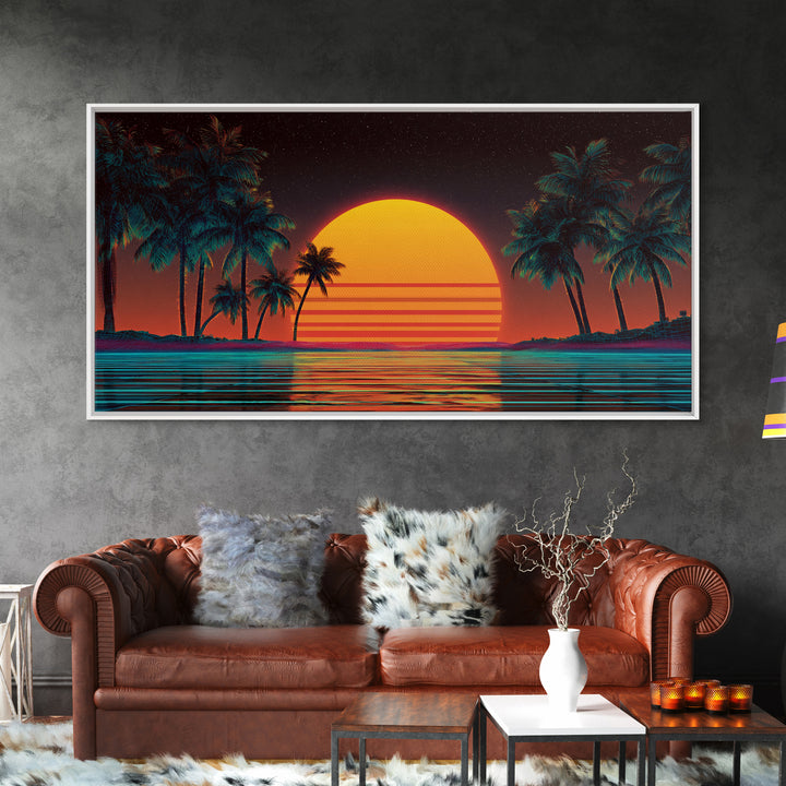 Beautiful Golden Sunset Over Ocean Calm Waves Large Wall Art Modern Coastal Canvas Print For Living Room And Bedroom Beach Decor