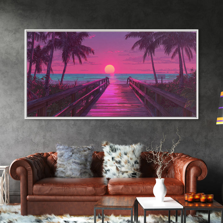 Sunset Silhouette Of Heron Standing In Lake Calm Waters Serene Nature Original Oil Painting Wall Art Print