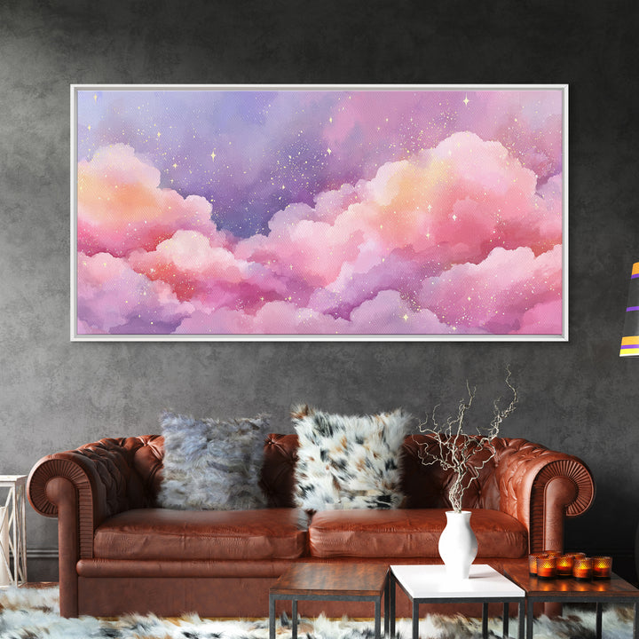Pink Purple Cloudscape Wall Art, Pastel Celestial Decor, Dreamy Bedroom Wall Art, Nursery Wall Art, Whimsical Canvas Print