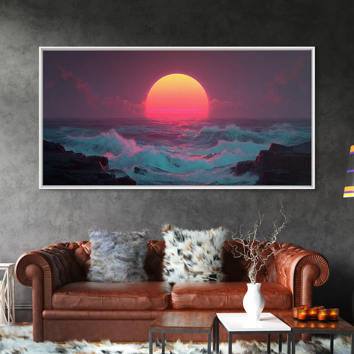 Misty Mountain Landscape With Traditional Pagoda Framed Canvas Print Serene Nature Wall Art