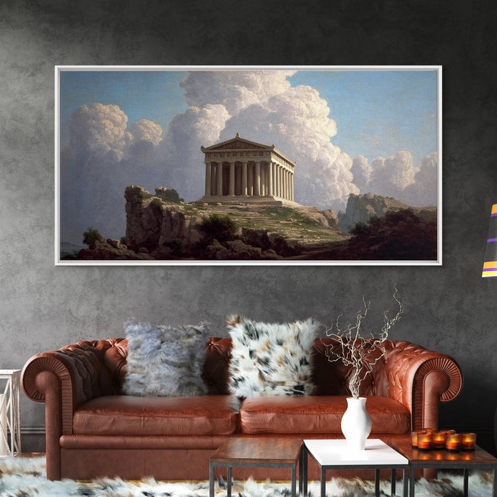 Ancient Greek Temple Landscape Wall Art, Classical Architecture Canvas Print, European Fine Art, Office Decor Gift For Him