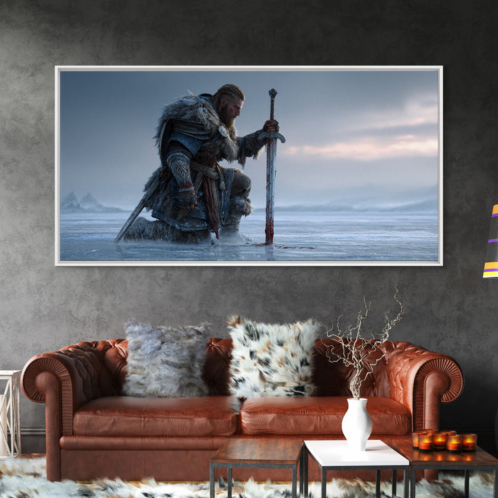 Starry Night Sky Over Rocky Desert Campfire Scene Magical Landscape Large Wall Art Canvas Print