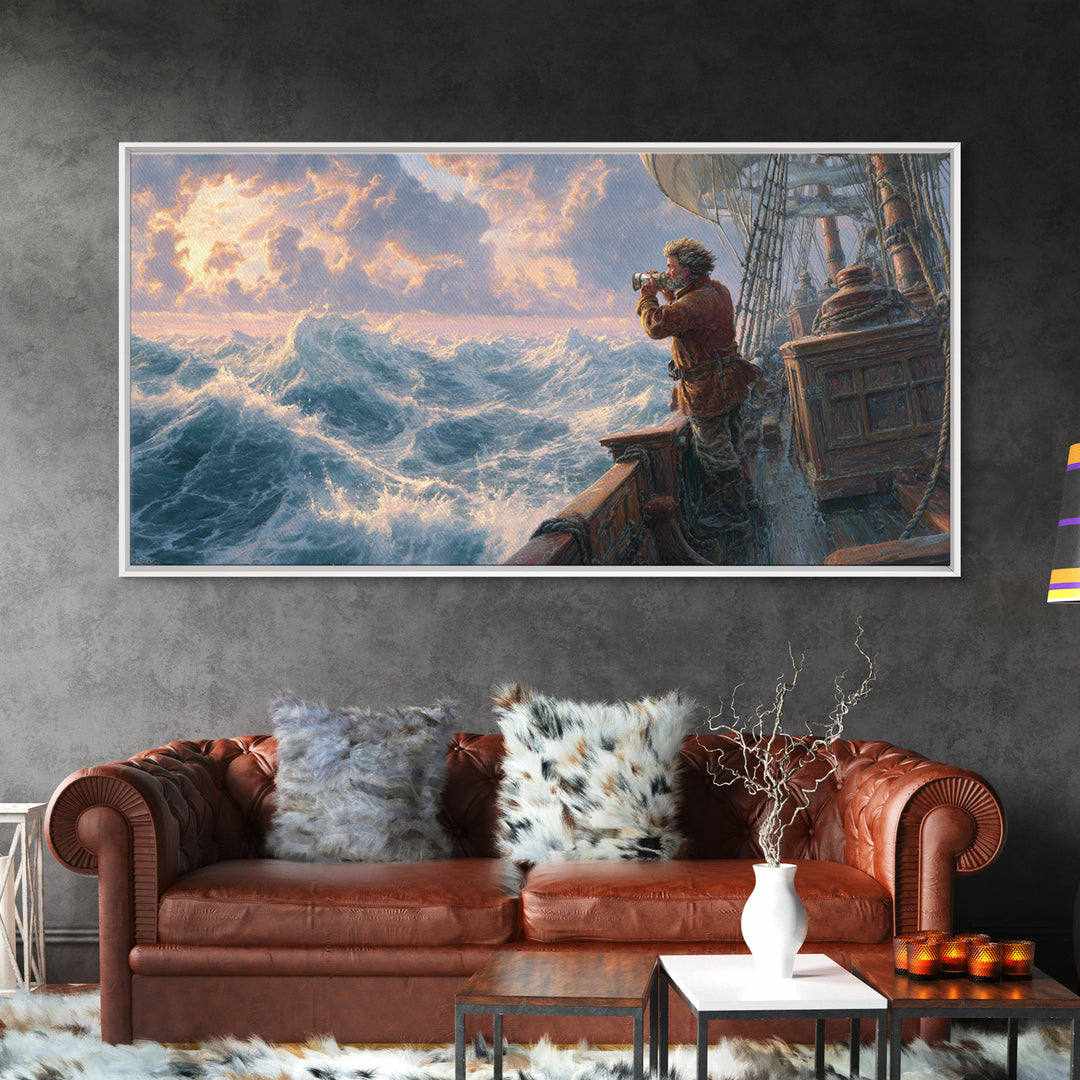 Stormy Ocean Ship Photographer Wall Art, Nautical Seascape Canvas Print, Maritime Decor, Coastal Gift For Him, Large Ocean Wall Decor