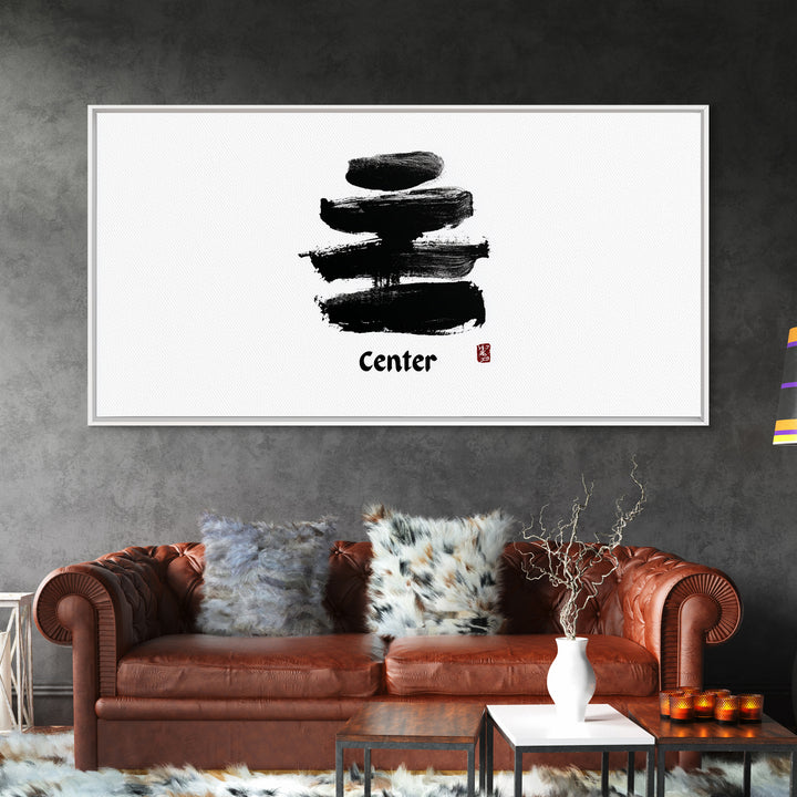 Zen Bamboo Brush Painting Minimalist Wall Art Black And White Ink Illustration Canvas Print Home Decor For Living Room And Office