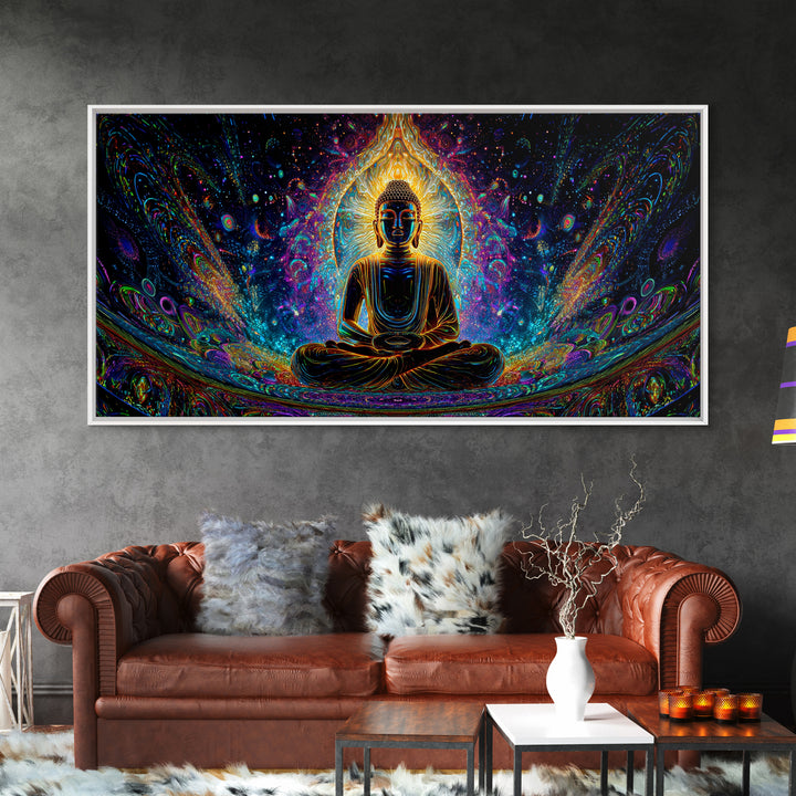 Vibrant Psychedelic Buddha Meditation Canvas Print Spiritual Wall Art Home Decor For Living Room And Yoga Space