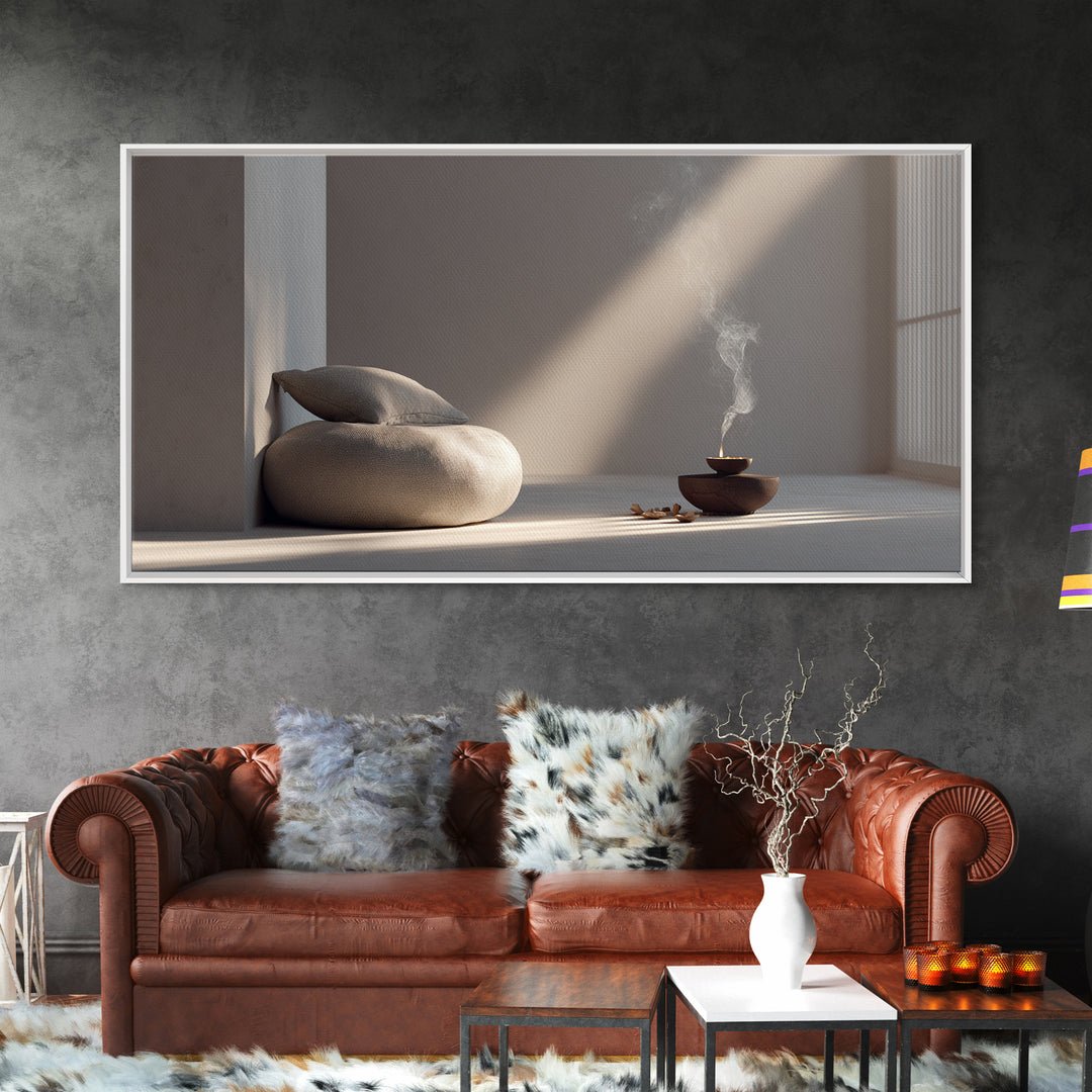 Serene Zen Room Calm Interior Design Wall Art Framed Canvas Print Minimalist Decor Modern Home Decor Relaxation Space Artwork