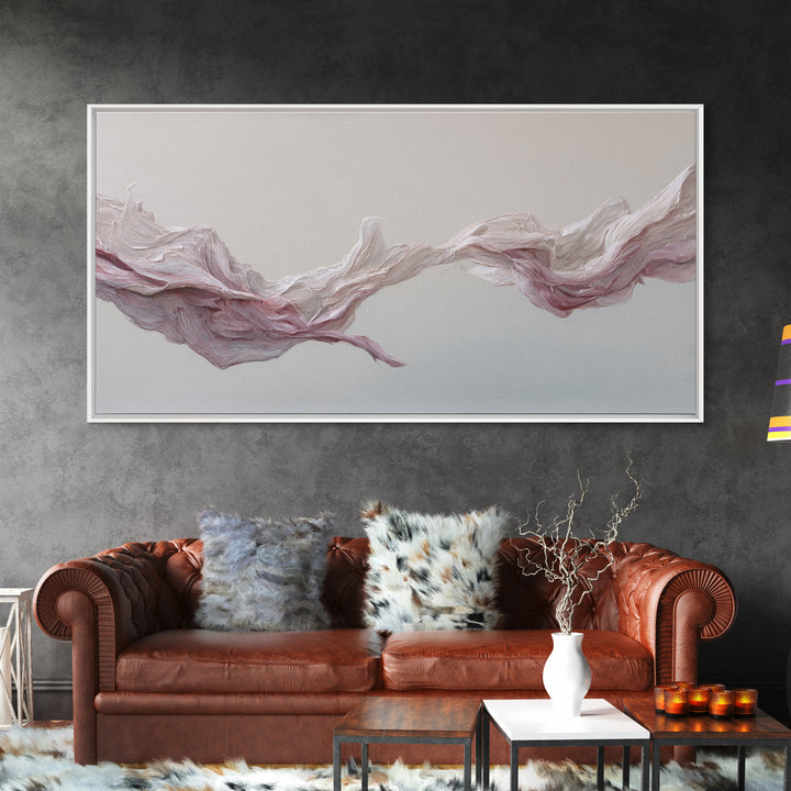 Elegant Abstract Flowing Pink And Beige Textured Acrylic Painting Canvas Print Perfect Modern Wall Art For Home Decor And Office
