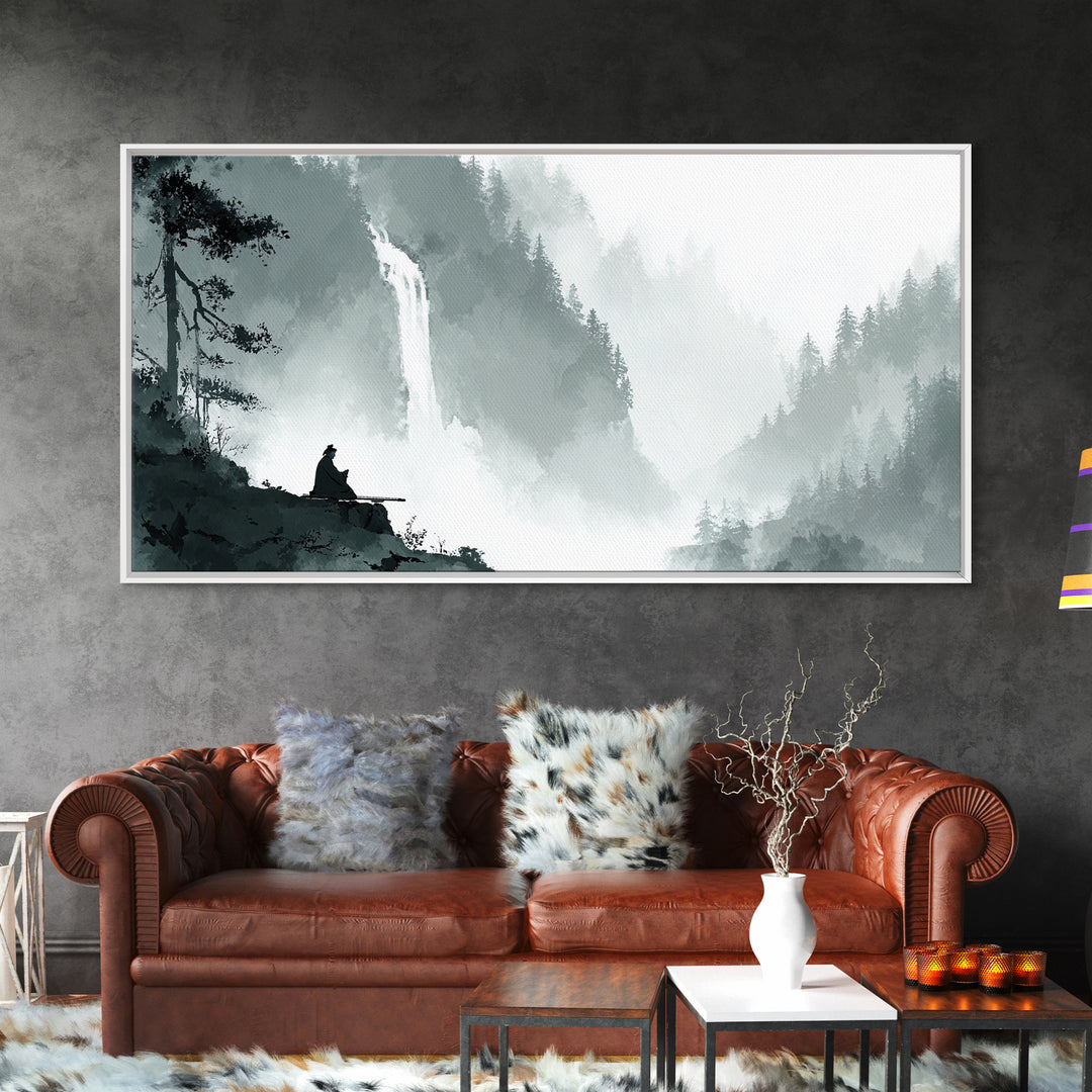 Peaceful Lakeside Township At Sunset With Glowing Lights Canvas Print Relaxing Wall Art For Bedroom Living Room Decor