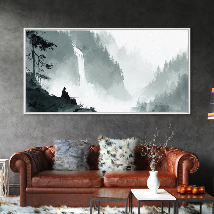 Peaceful Lakeside Township At Sunset With Glowing Lights Canvas Print Relaxing Wall Art For Bedroom Living Room Decor