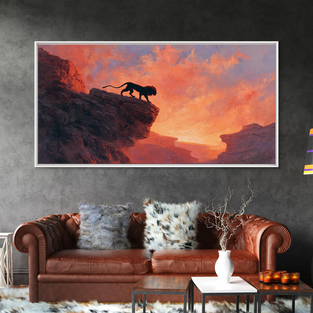 Black Panther Canyon Sunset Wall Art, Wildlife Canvas Print, Southwestern Decor, Big Cat Art, Dramatic Living Room Decor