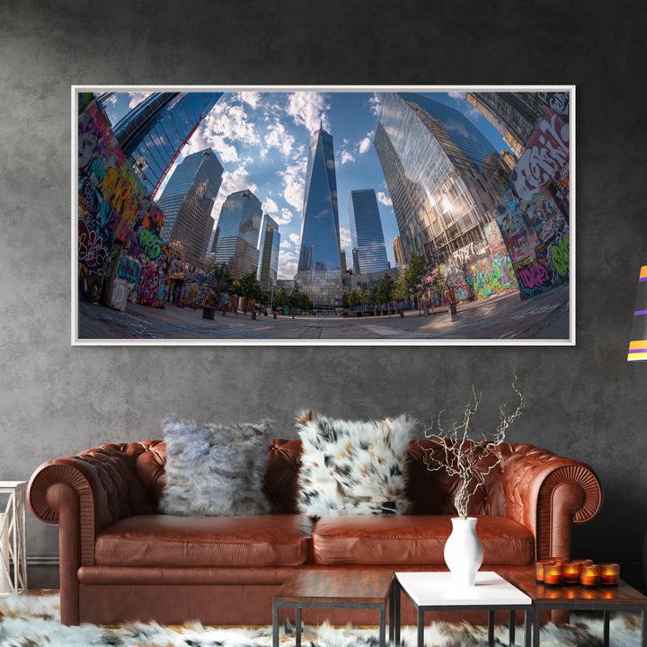 New York City Graffiti Skyline Wall Art, Urban Street Art Canvas Print, Modern Office Decor, Large Living Room Wall Decor