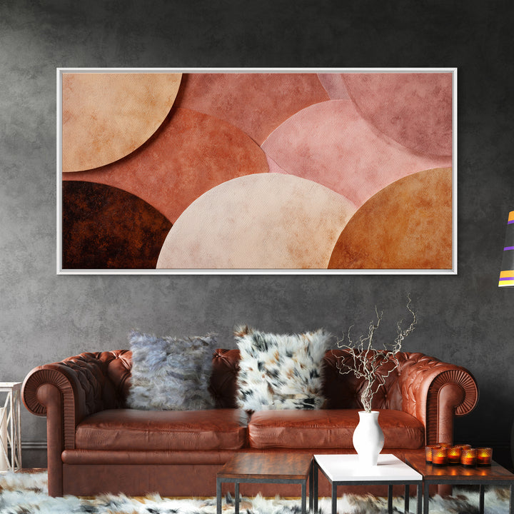 Textured Terracotta Circle Abstract Canvas Print, Earth Tone Wall Art, Modern Organic Decor, Large Neutral Wall Art For Living Room
