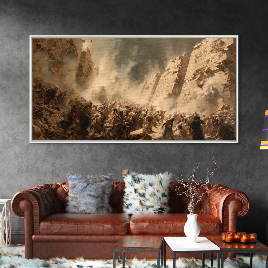 Ancient Siege Battle In Dust Wall Art, Historical War Canvas Print, Dramatic Figurative Art, Dark Academia Home Decor Gift