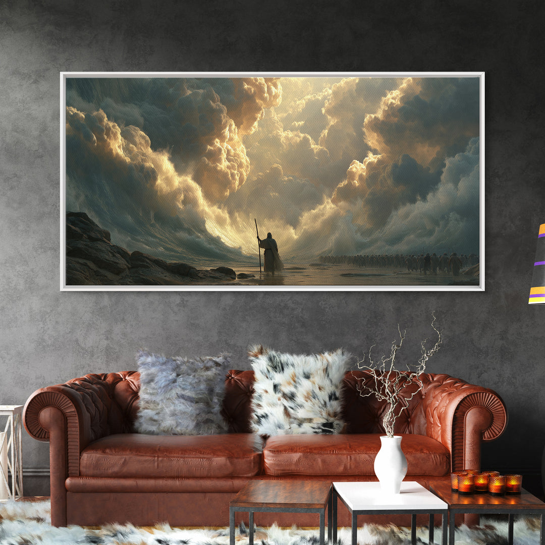 Epic Warrior Under Golden Storm Clouds Canvas Print, Fantasy Wall Art, Dramatic Battle Landscape, Medieval Decor Gift For Him