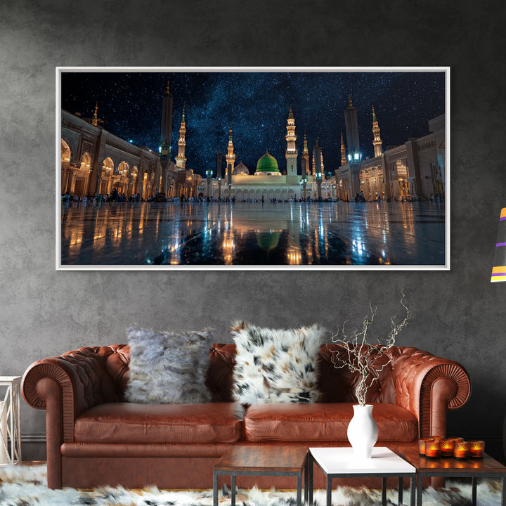 Starry Medina Mosque Courtyard Wall Art, Islamic Home Decor, Arabic Architecture Print, Quran Wall Decor, Spiritual Gift