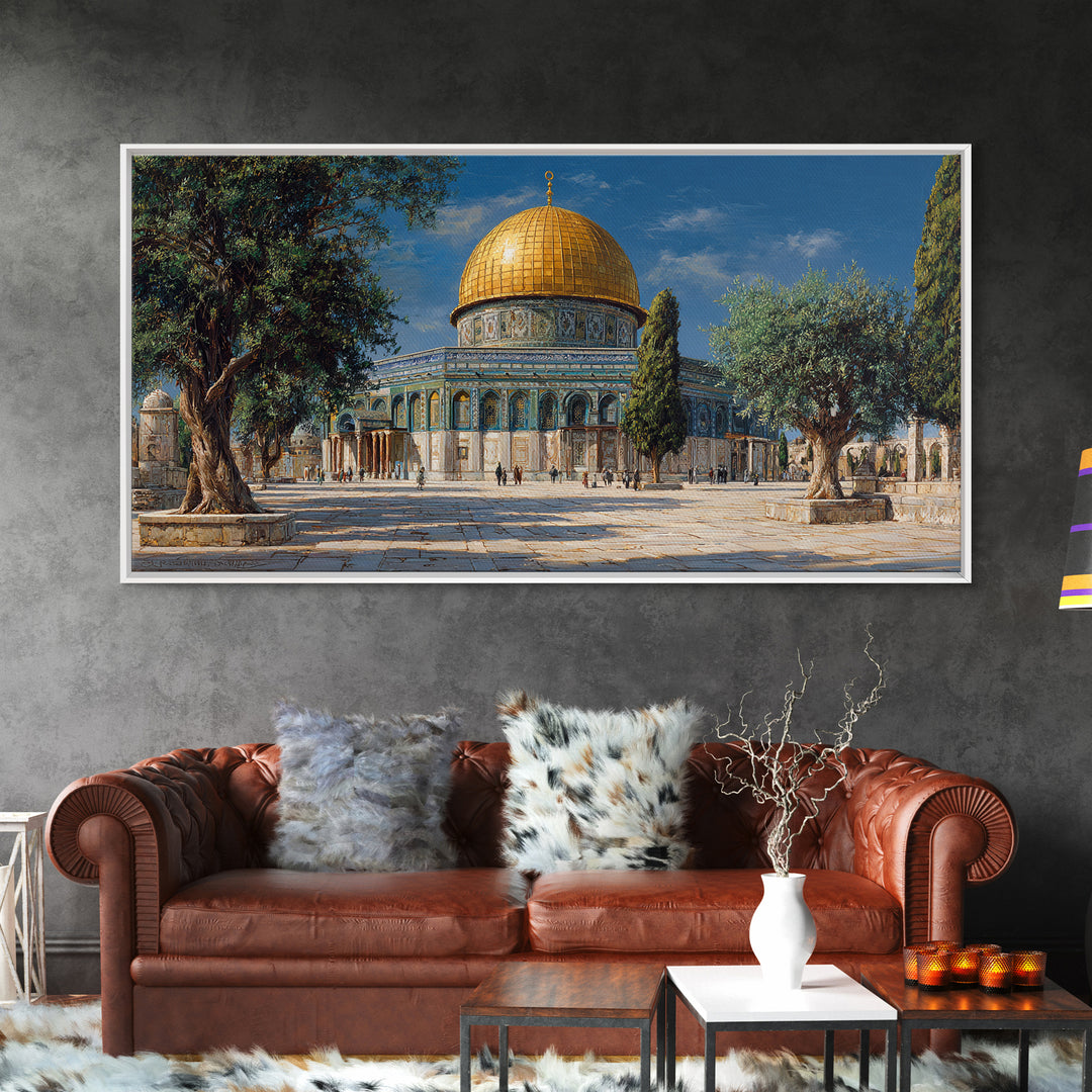 Golden Dome Of The Rock Jerusalem Wall Art, Islamic Architecture Canvas Print, Middle Eastern Decor, Spiritual Travel Poster