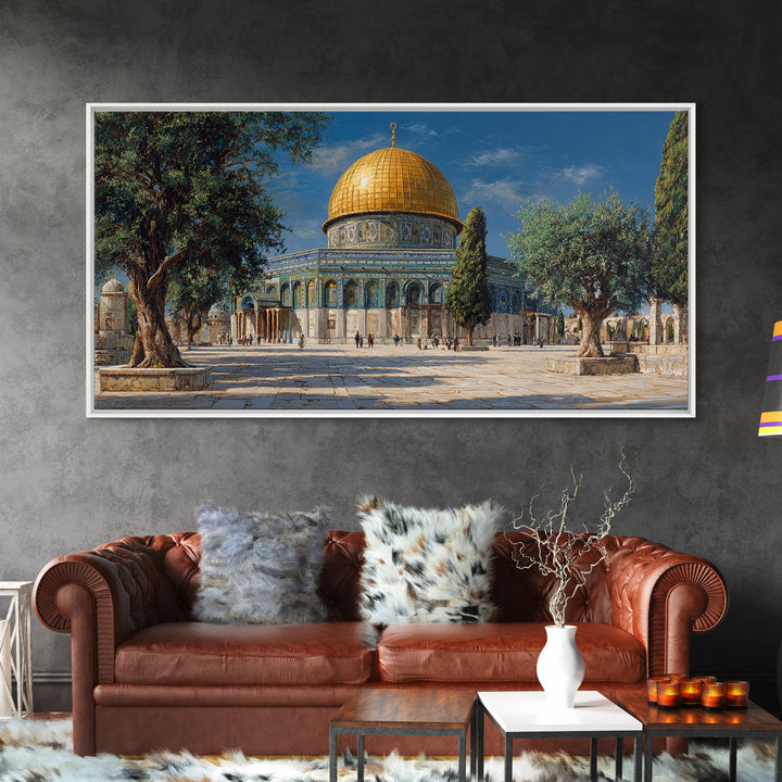 Golden Dome Of The Rock Jerusalem Wall Art, Islamic Architecture Canvas Print, Middle Eastern Decor, Spiritual Travel Poster