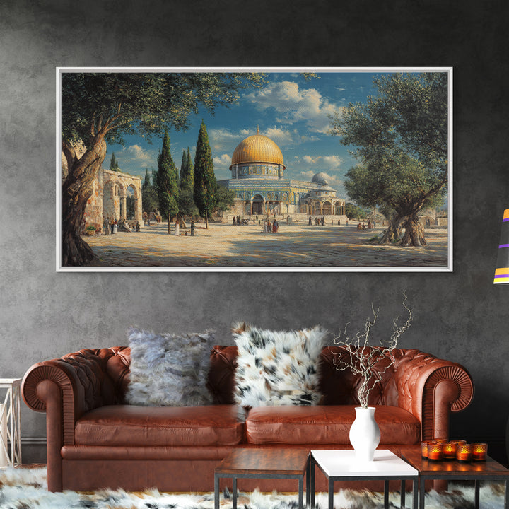 Jerusalem Dome Of The Rock Wall Art, Islamic Architecture Canvas Print, Olive Tree Travel Decor, Middle Eastern Art Print