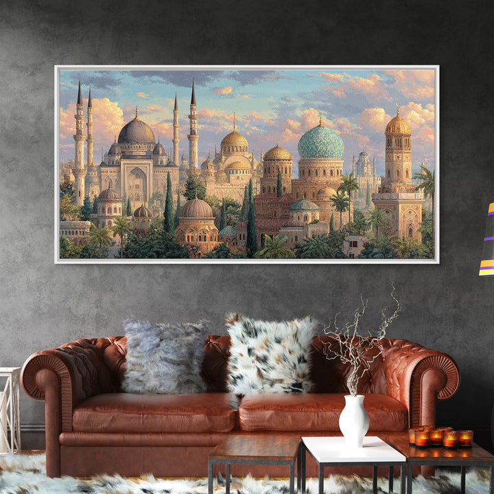 Ornate Mosque Domes And Minarets Canvas Print, Islamic Wall Art, Arabic Architecture, Ramadan Decor, Housewarming Gift, Eid Gift