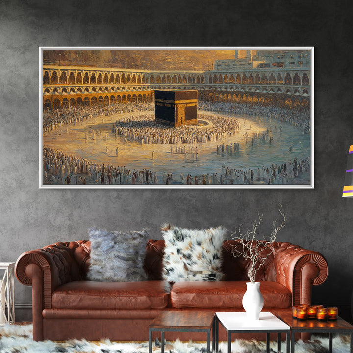 Kaaba Mecca Pilgrimage Wall Art, Islamic Framed Canvas Print, Muslim Home Decor, Ramadan Eid Gift, Prayer Room Art, Islamic Wall Decor