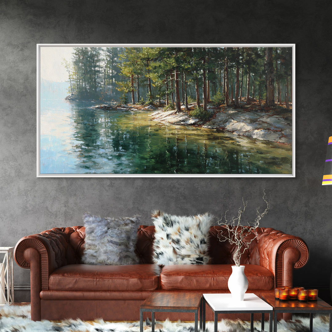 Two Loons On Calm Water Misty Morning Lake Landscape Wall Art Canvas Print Nature Inspired Home Decor Tranquil Fine Art Print