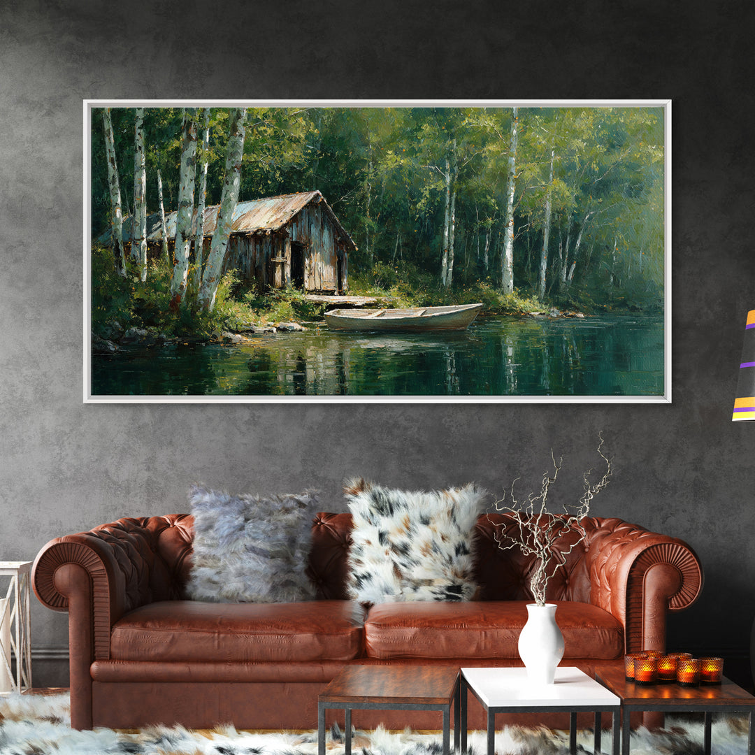 Scenic Tranquil Lake With Lily Pads And Bergen Mountains Landscape Painting Wall Art Canvas Print For Home Decor
